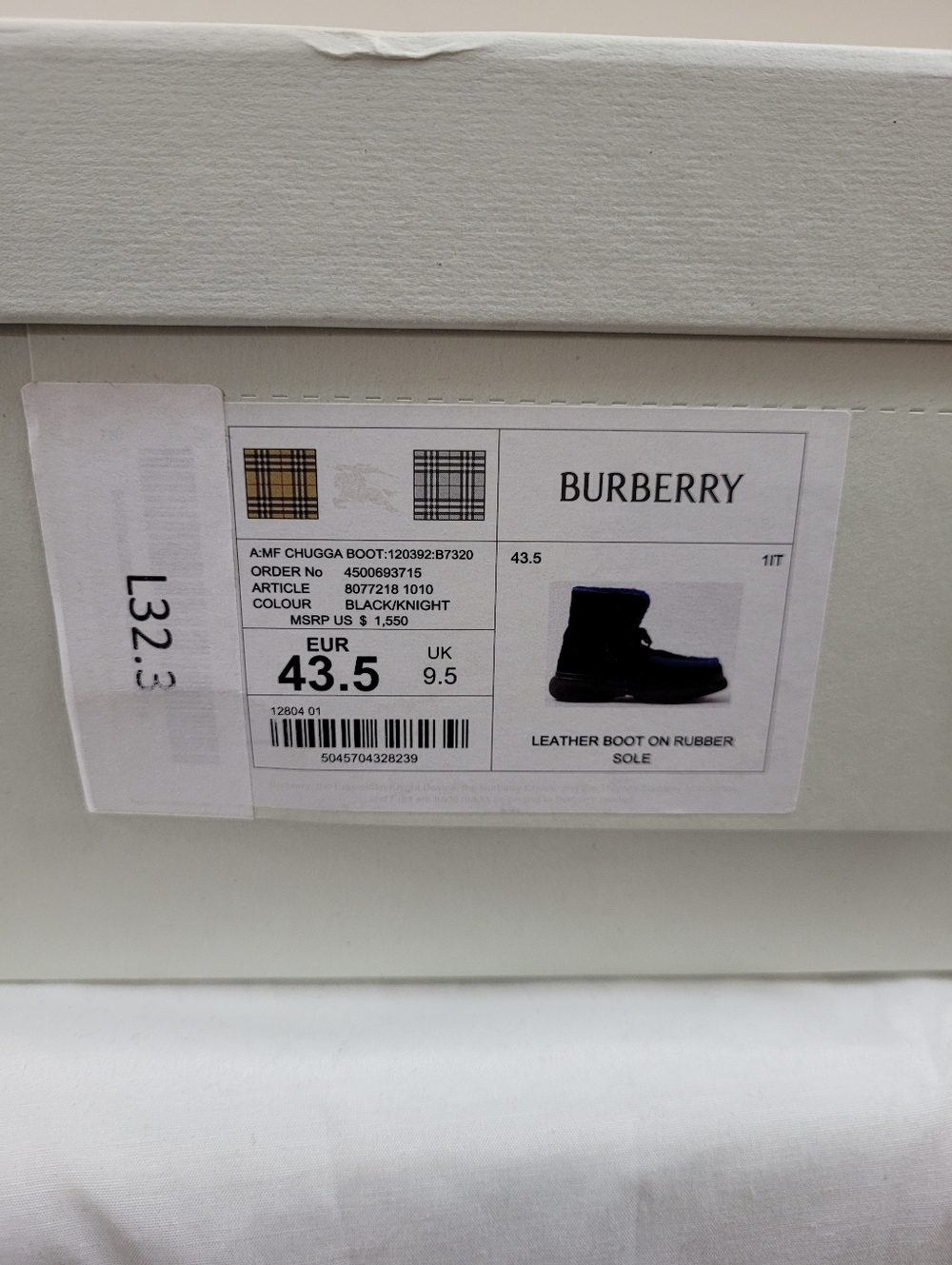 Burberry Mens Suede & Sherlin Chucka  Boots Size 10.5 Black & Electric Blu $1550 - Picture 7 of 7